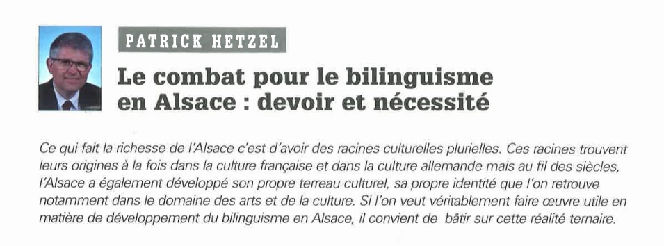 Article, Le combat pour le bilinguisme en Alsace : devoir et nécessité